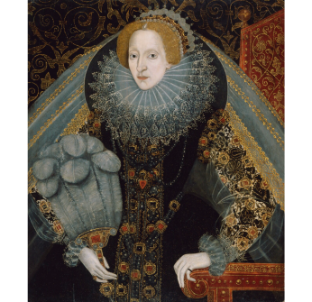 Portrait of Queen Elizabeth I in a black gown with a fan