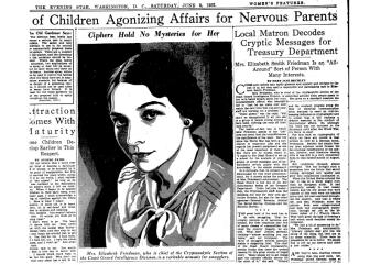 Evening Star Profile of Elizabeth Friedman, June 1937 (Source: Evening Star) Evening Star Profile of Elizabeth Friedman, June 1937 (Source: Evening Star)