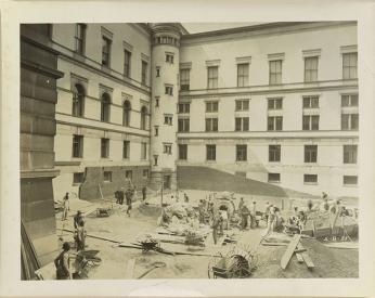 ”The Coolidge auditorium under construction, 1925.” (Photo Source: Coolidge Foundation Collection, Music Division, Library of Congress) https://www.loc.gov/exhibits/elizabeth-sprague-coolidge-chamber-music/from-berkshire-hills-to-capitol-hill.html