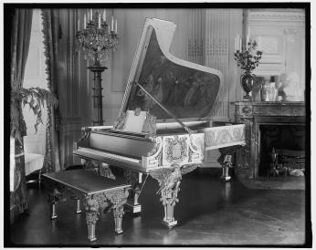 Gold Steinway in the East Room of the White House (Photo Source: Library of Congress)