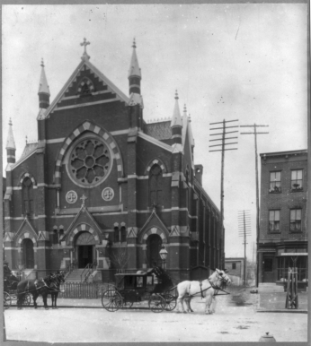 Photo of St. Augustine's Catholic Church circa 1899.