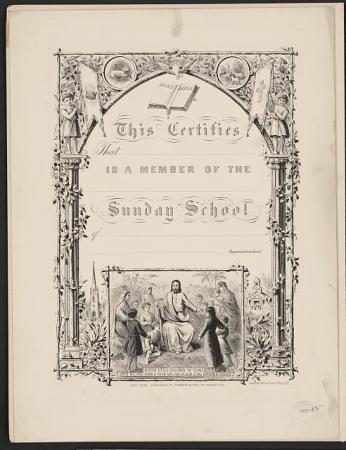 Sunday School certificate An illustrated Sunday School certificate, showing an image of Christ, from 1878