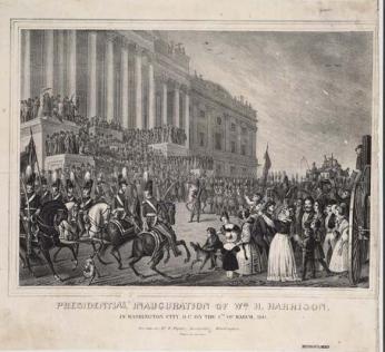 Sketch of President Harrison's inauguration March 4, 1841. (Source: Library of Congress) Sketch of President Harrison's inauguration March 4, 1841.