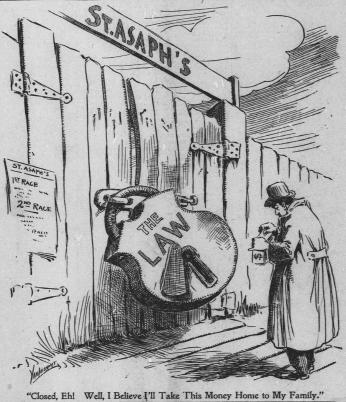 A cartoon comments on the closing of St. Asaph (Source: Washington Times, January 13, 1905)