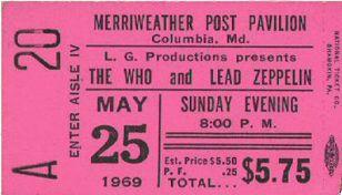 Ticket from the concert. Led Zeppelin was so new, their name was misspelled!