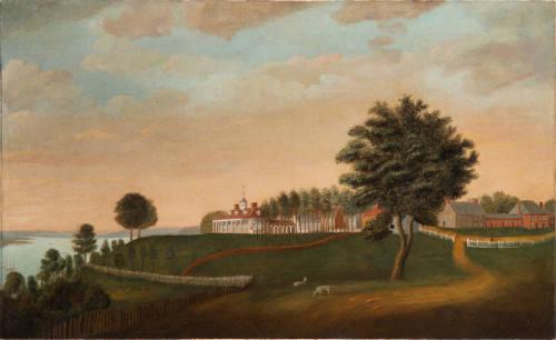 Painting of Mount Vernon showing both the mansion and outer buildings. Source: George Washington's Mount Vernon