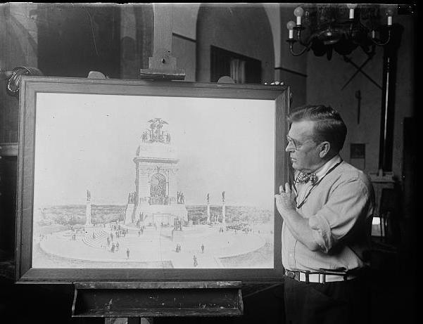 Noble with a scale sketch of his model