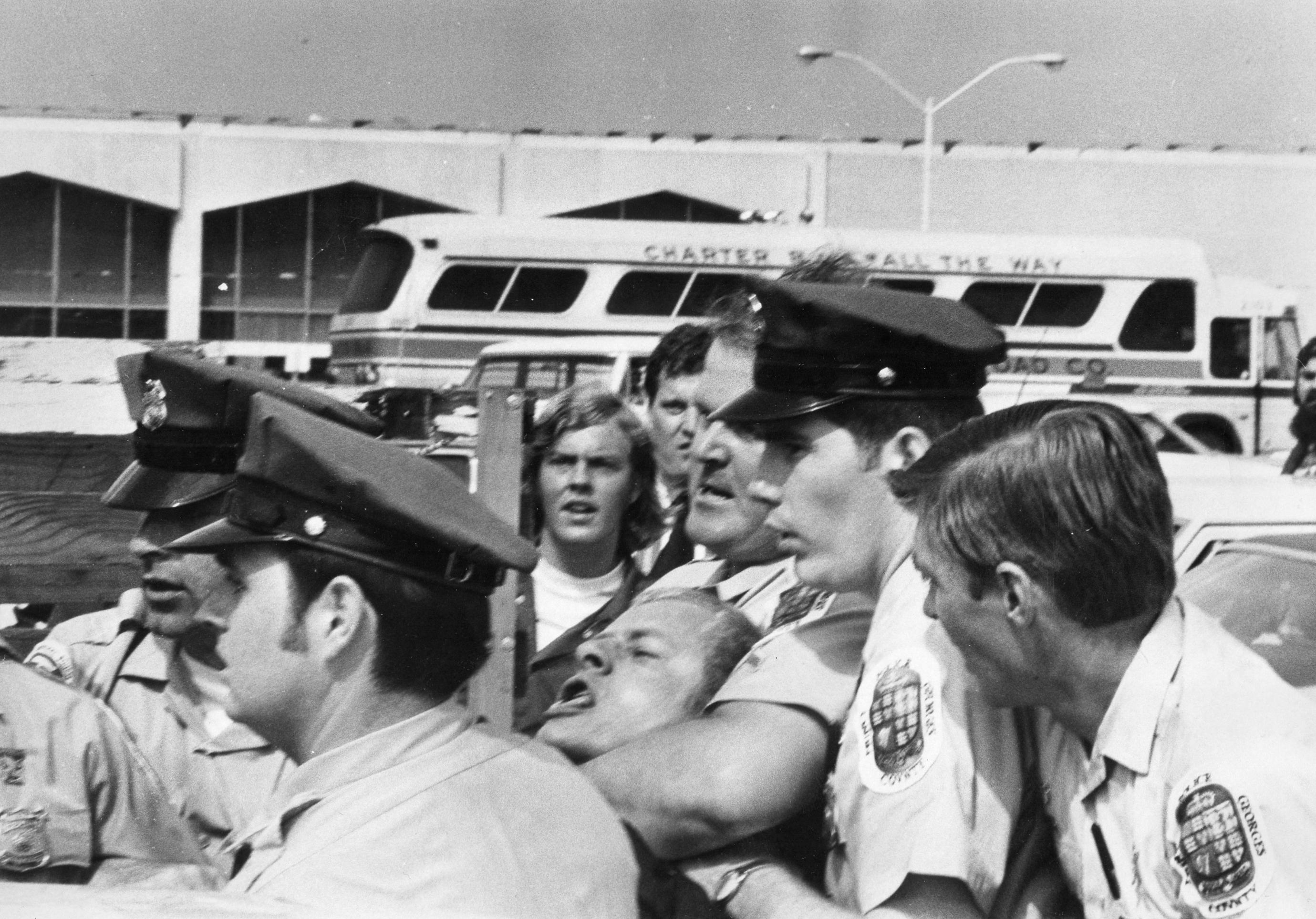 Arthur Bremer is arrested after shooting Gov. George Wallace at his Laurel, Maryland campaign stop on May 15, 1972. (Reprinted with permission of the DC Public Library, Star Collection, © Washington Post.)