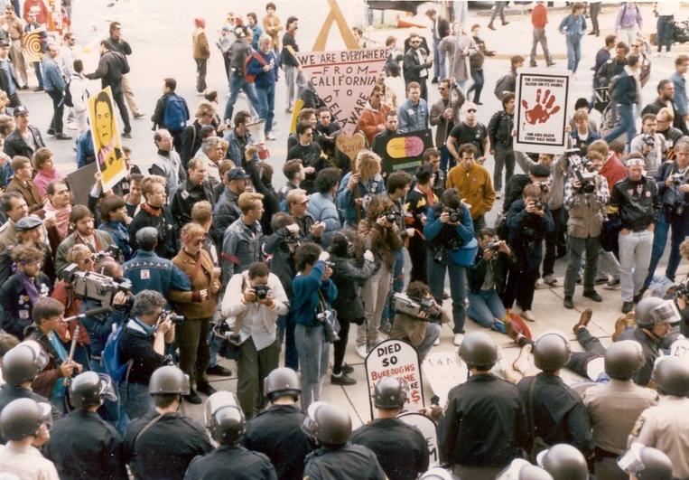 Protesters gather in front of the FDA