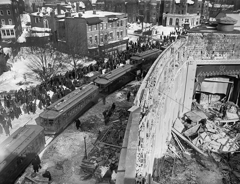 Knickerbocker Theater in the aftermath of the roof collapse on January 28, 1922.