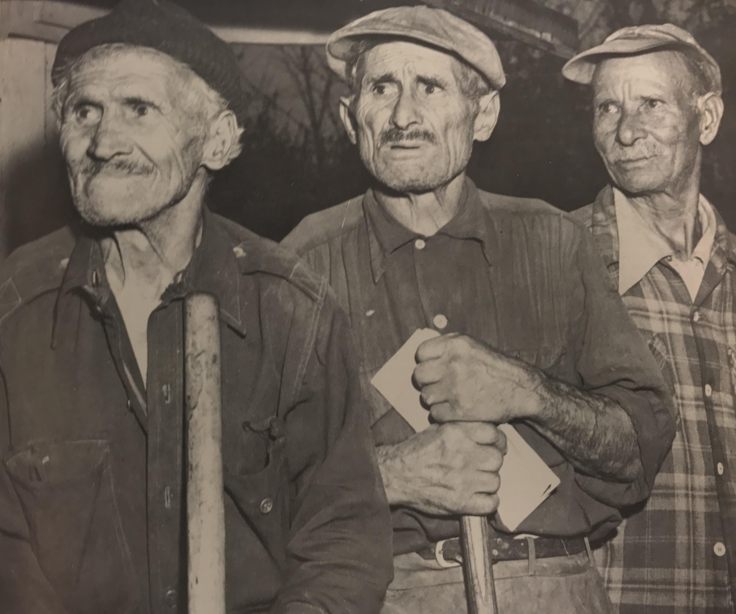 The last three residents of Arlington's Little Italy: Josh (Guiseppe) Conduci, Carl (Carmelo) Conduci, and Philip (Filippo) Natoli. (Reprinted with permission of DC Public Library, Star Collection at Washington Post)