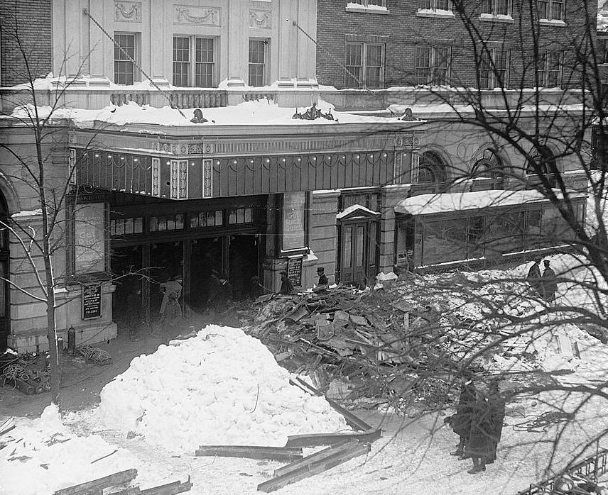 Rubble outside of Knickerbocker Theater following collapse. (Source: Library of Congress)