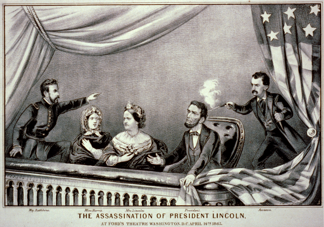 Currier and Ives, The Assassination of Lincoln at Ford's Theater, April 14, 1865. (Photo Source: Library of Congress) Currier and Ives, The Assassination of Lincoln at Ford's Theater, April 14, 1865. (Photo Source: Library of Congress)