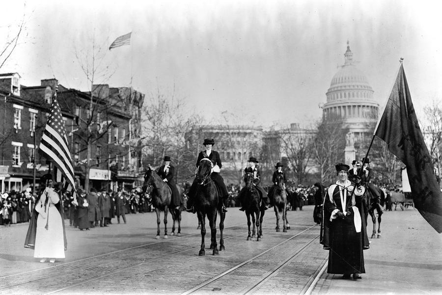 Head of Suffrage Parade (Credit: Library of Congress)
