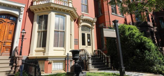 Front of Mary McLeod Bethune Council House, which has brick facade and large bay window.