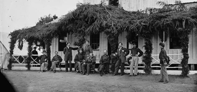 Gen. Martin D. Hardin and staff at Fort Slocum (Credit: LOC)
