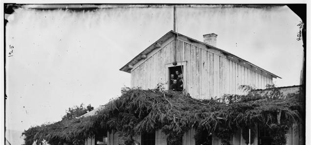 Gen. Martin D. Hardin and staff at Fort Slocum (Credit: LOC)