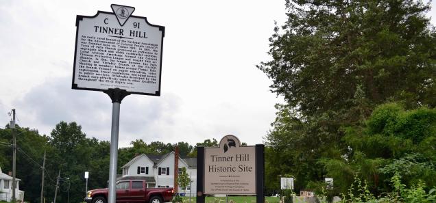 Tinner Hill marker in Falls Church. (Credit: Jacob Kaplan) Tinner Hill marker in Falls Church. (Credit: Jacob Kaplan)