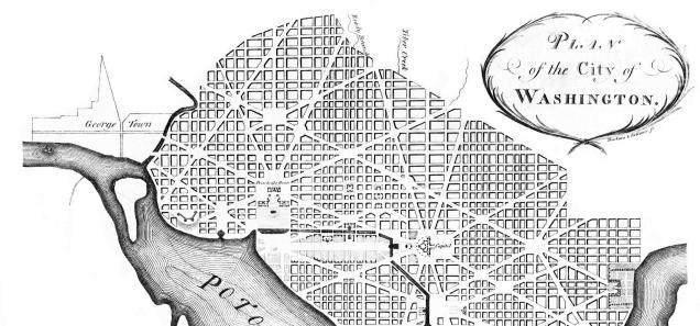 1792 map showing route of the Washington City Canal (Source: Wikipedia) 1792 map showing route of the Washington City Canal (Source: Wikipedia)