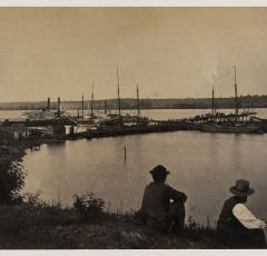 The Potomac River waters near Alexandria, shown here during the Civil War, were filled with arks that offered a variety of illicit entertainments during the late 19th and early 20th centuries. (Image Source: Library of Congress)