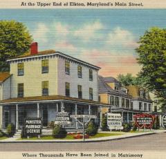 Postcard showing wedding chapel in Elkton, Maryland. (Source: Ad Astra blog by Charles Leck)
