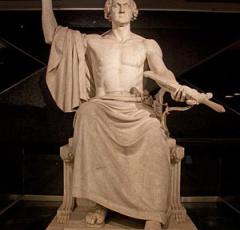 Horatio Greenough's classical George Washington sculpture. (Photo source: Wikipedia)
