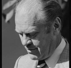 President Gerald Ford at a White House press conference, Washington, D.C., 1974. (Source: U.S. News & World Report Magazine Photograph Collection, Library of Congress)