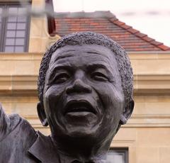 Statue of Nelson Mandela outside South African embassy in Washington, D.C. (Photo by flickr user taedc used via Creative Commons)