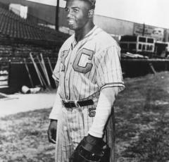 Jackie Robinson tied a National Negro League record by going 7 for 7 at the plate in a June 24, 1945 doubleheader against the Homestead Grays in Washington. (Photo source: Library of Congress, American Memory)